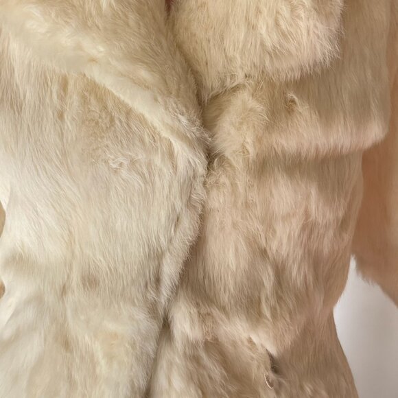 Genuine white/cream rabbit fur coat - Picture 9 of 15
